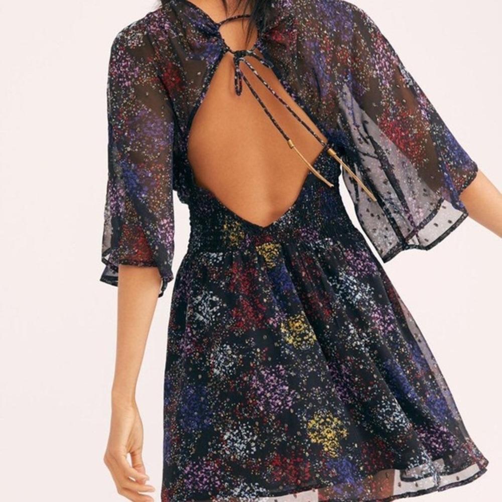 Free People Anna Multi Colored Metallic Mini Dress-S-$108 MSRP